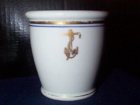 Antique US Navy Egg Cup Cup with Golden Fouled Anchor