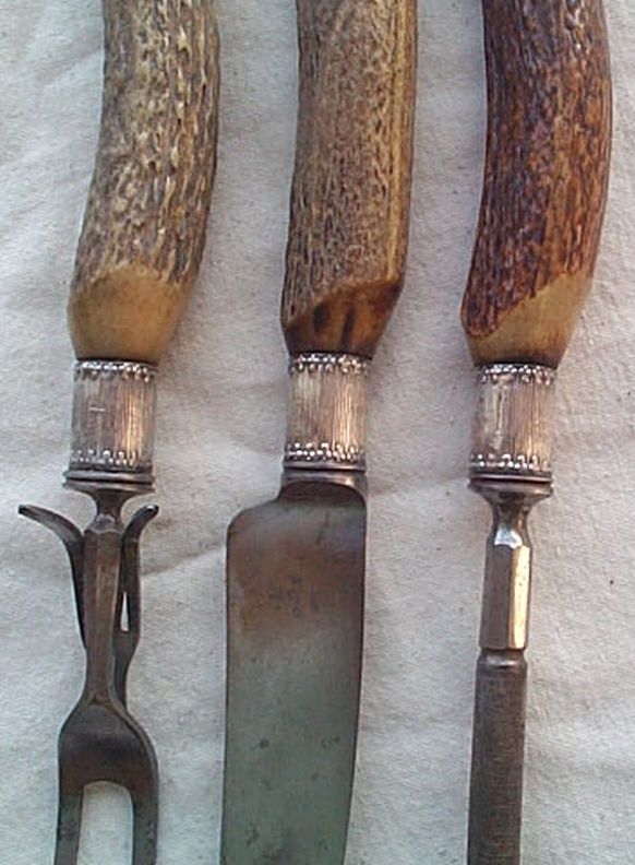Rare Museum Quality 19th Century Civil War era 1830s-1870s US Navy Cutlery 3 Piece Carving Set