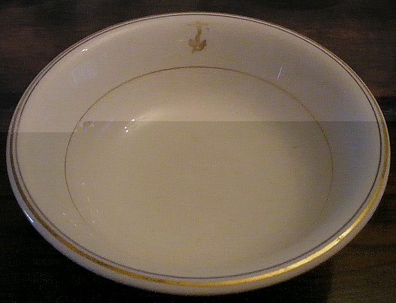 us navy antique serving bowl with gold fouled anchor