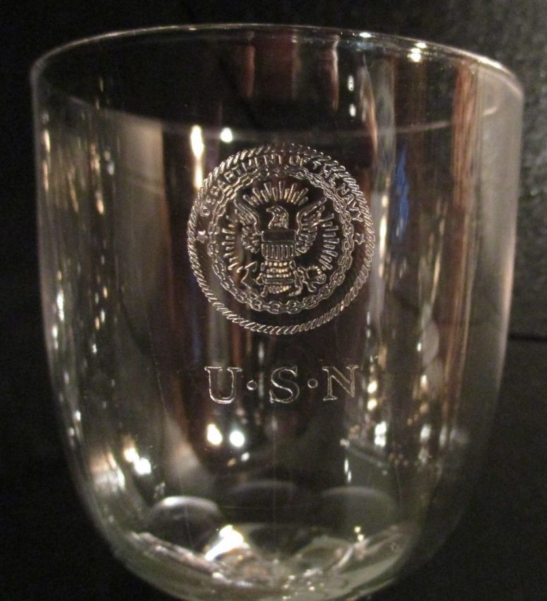 Crystal Port Sherry Wine Glass 1905 Great White Fleet and WWI Era with Department of Navy Seal