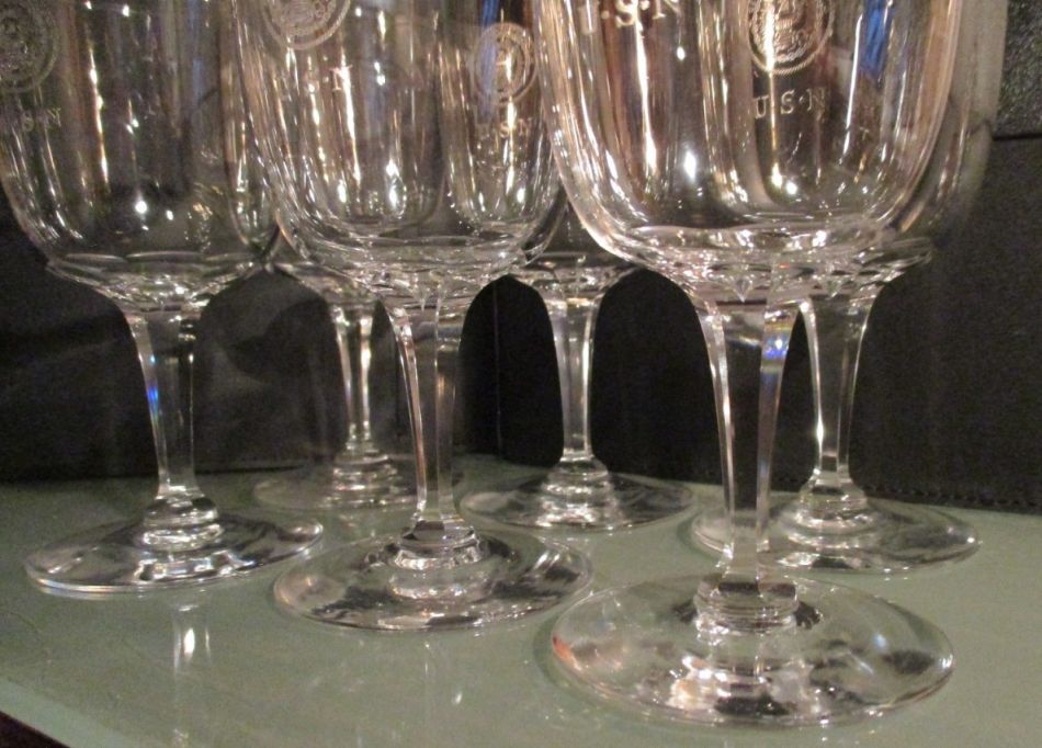 Crystal Port Sherry Wine Glass 1905 Great White Fleet and WWI Era with Department of Navy Seal