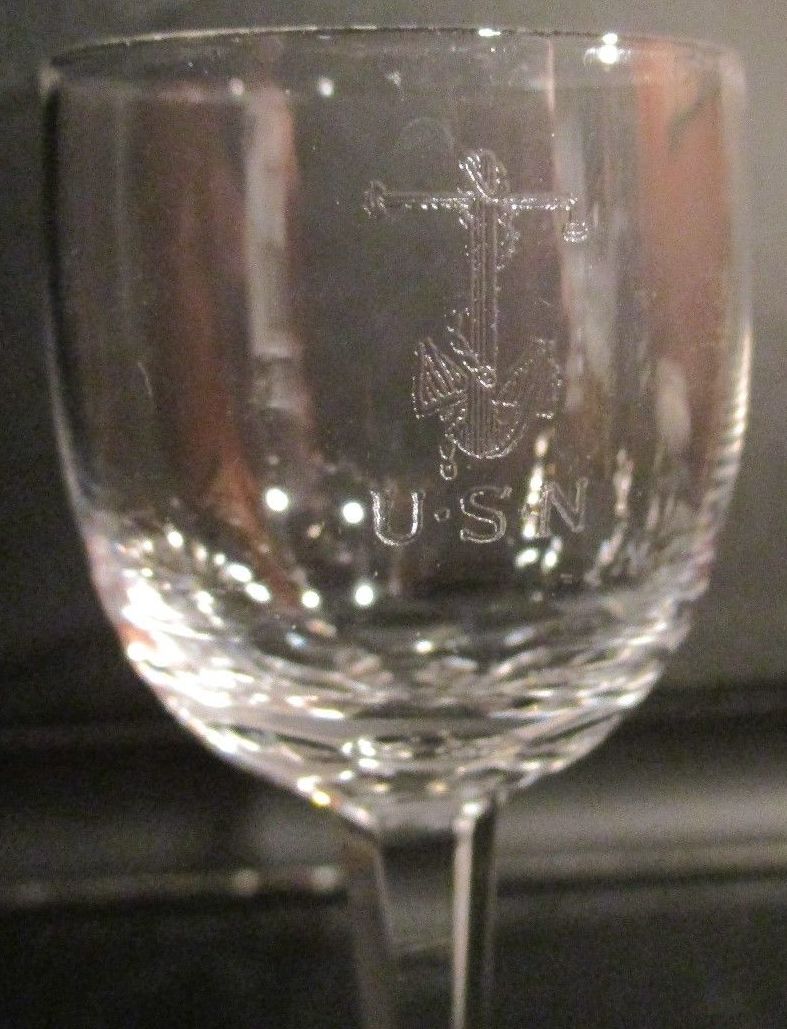 Crystal Shot Glass Fouled Anchor with USN Great White Fleet and WWI Era