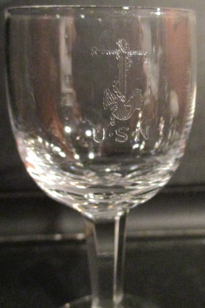 Crystal Shot Glass Fouled Anchor with USN Great White Fleet and WWI Era
