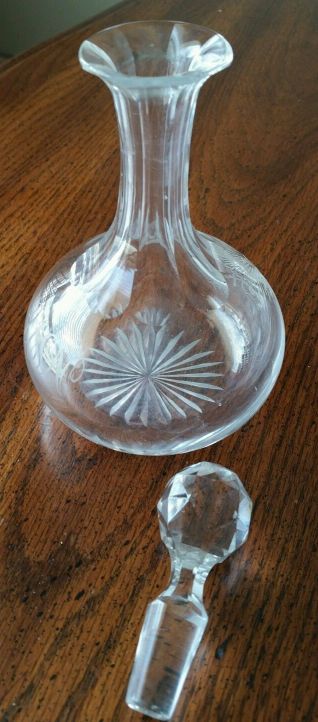 1890-1910 us navy antique crystal decanter with Eagle Clutching Anchor and USN insiginia and inscription