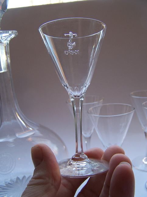 US Navy Cut Crystal glasses usn monogram