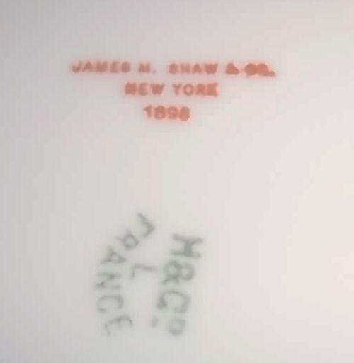 Antique US Navy Dinner Plate dated 1898, Haviland Co Limoge France, James M. Barth Co New York