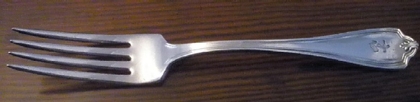 US Navy Silverplated Dinner Fork in New Grecian Pattern with Traditional Navy Fouled Anchor with Twisted Arm