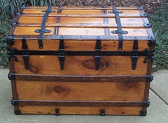 275 Antique Trunks Foot Locker For Sale, Restored Antique Trunks and  Stunning Large Size Restored Flat Top Antique Trunk Perfect for a military  or navy retirement ceremony gift or military promotion gift