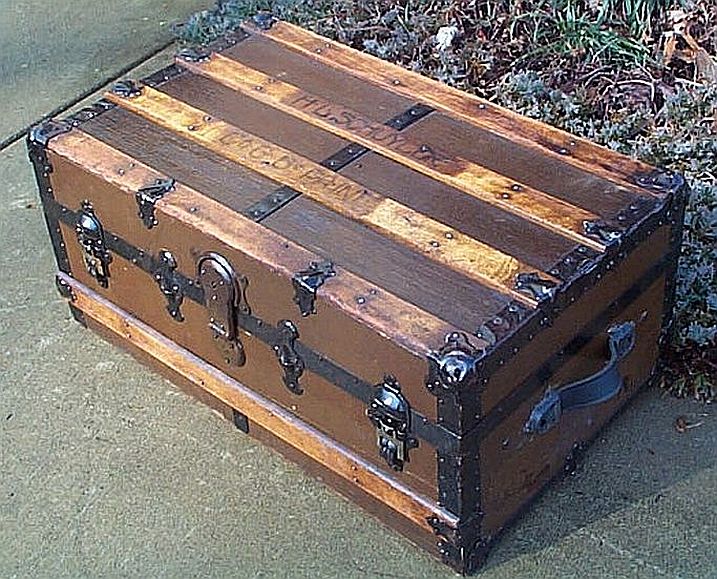 264 RAREST of the RARE!! Mid Size Restored Civil War Army Foot Locker Flat  Top Antique Trunk Identified H.L. Schuyler, Co. G. 6th PA. INF. Perfect  as a Military Retirement or Promotion