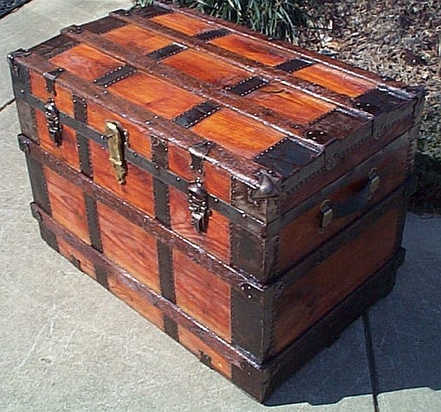 269 Antique Trunks For Sale Flat Top Restored Antique Trunks Perfect for a military or navy ...