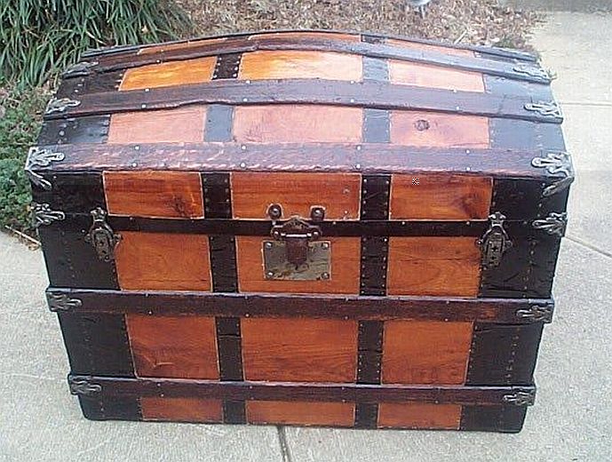 Antique dome top refurbished trunk #272