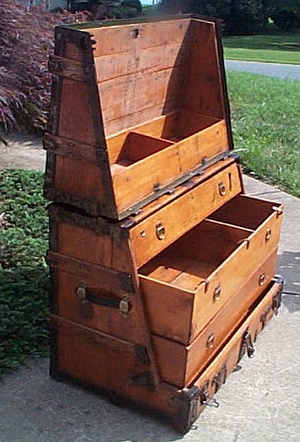 320 Restored antique theatrical trunk Antique theatrical trunk space saver  Top Quality