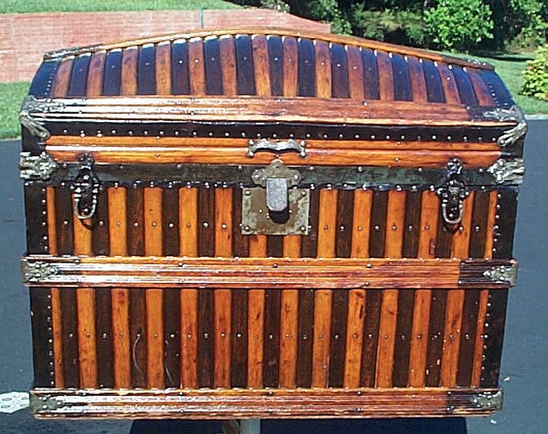 martin maier dome top oak wood antique trunk 335