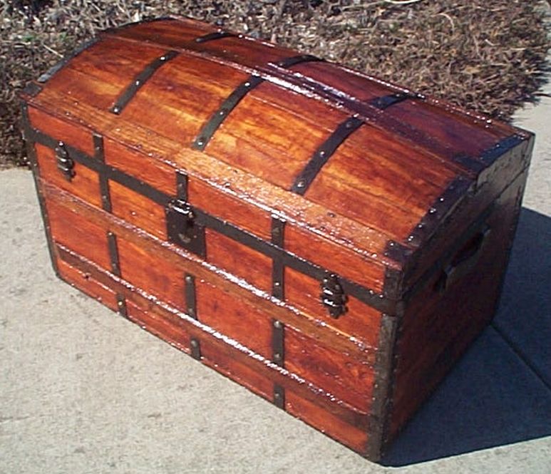 All Wood Huge Size Dome Top or Dometop Antique Steamer Trunk #358