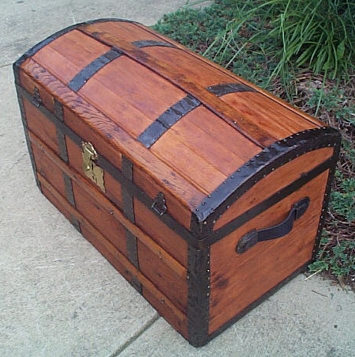 390 Restored All Wood Dome Top Antique Trunks For Sale and Available