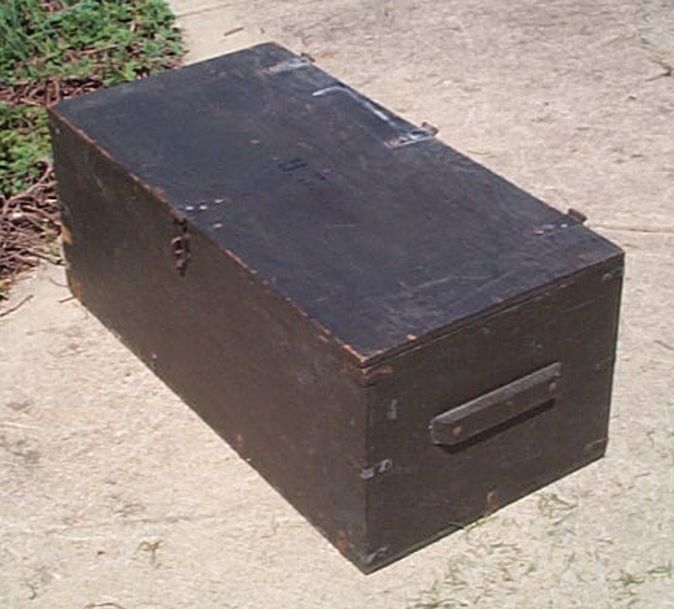 1950's United States Army Military Painted Wood Foot Locker Chest Trunk