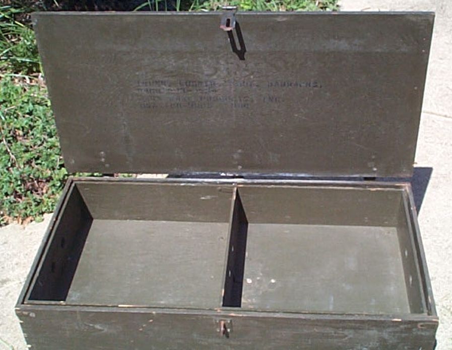 all wood WWII Korea and Early Vietnam us army or marine barracks foot locker for sale 437