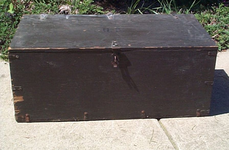 Vintage Wood Military Foot Locker Trunk