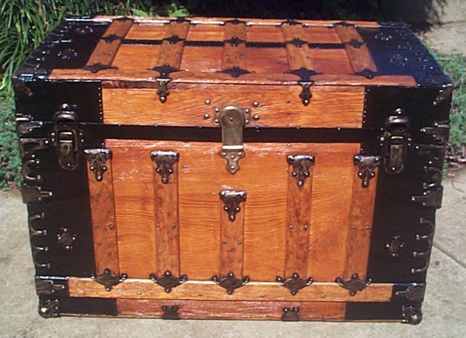 restored antique flat top trunk for sale 450