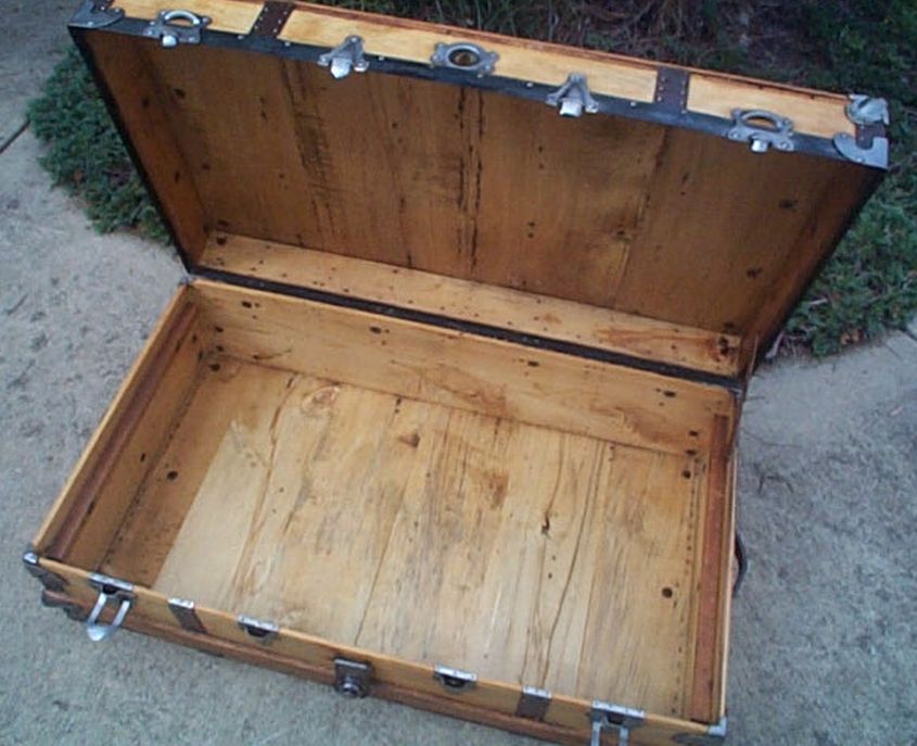 restored antique flat top trunk for sale 457