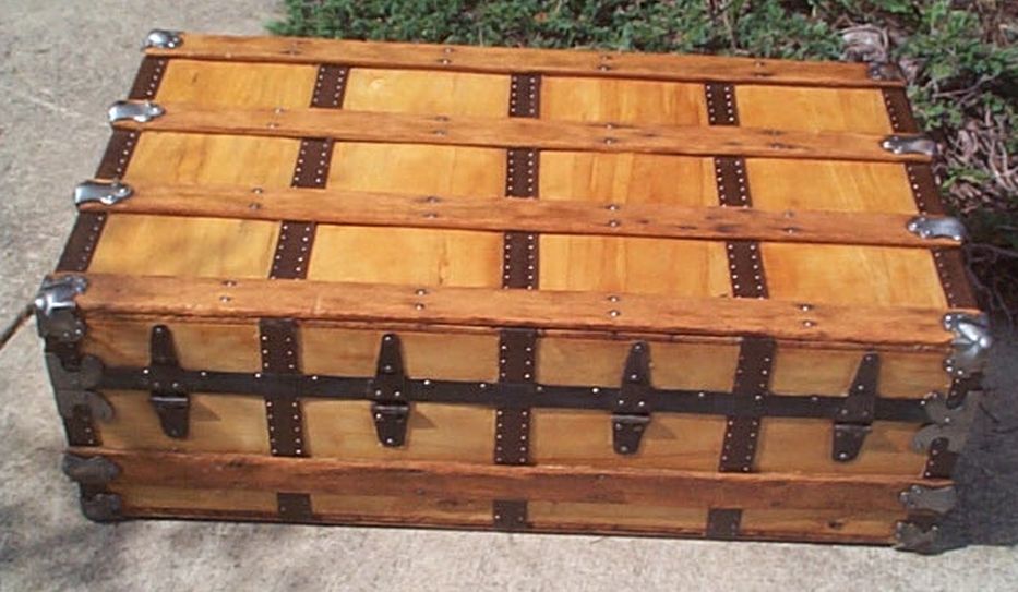 restored antique flat top trunk for sale 457