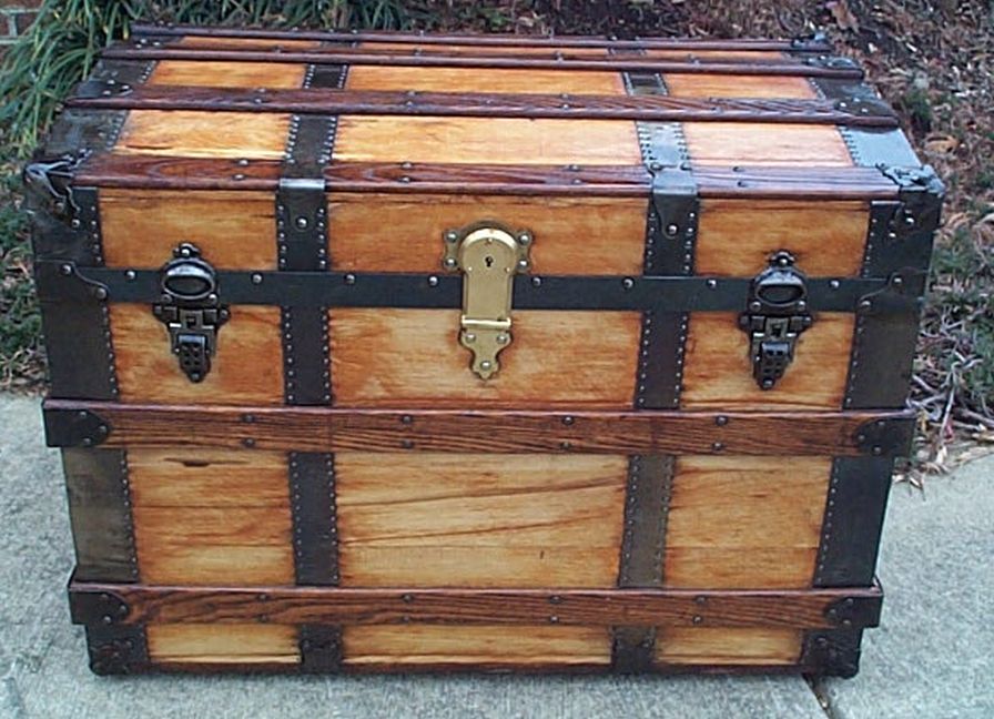 restored antique flat top trunk for sale 475