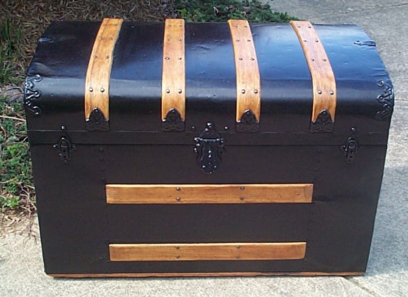 restored flat top antique waterfall style trunk for sale #513