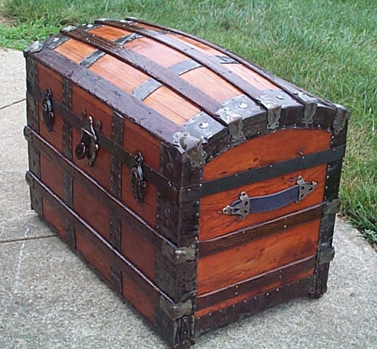 restored all wood dome top us airforce retirement shadow box idea antique trunk 561