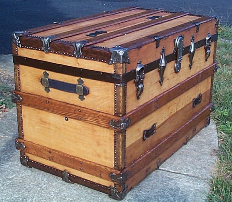 585 Restored Flat Top Antique Trunk For Sale and Available