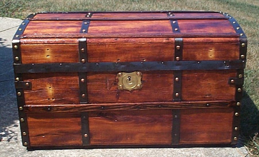 restored all wood roll top antique trunk for sale 586