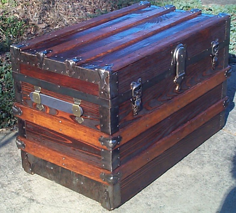 606 Restored Antique Flat Top Steamer Trunk For Sale Available 540 659 6209