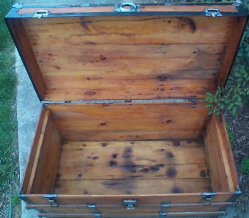 restored flat top antique steamer trunk for sale 636