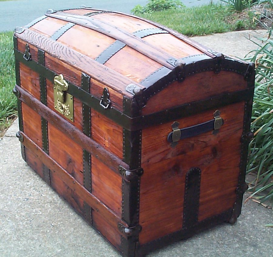 638 Restored All Wood Antique dome Top Steamer Trunk For Sale Available 540 659 6209
