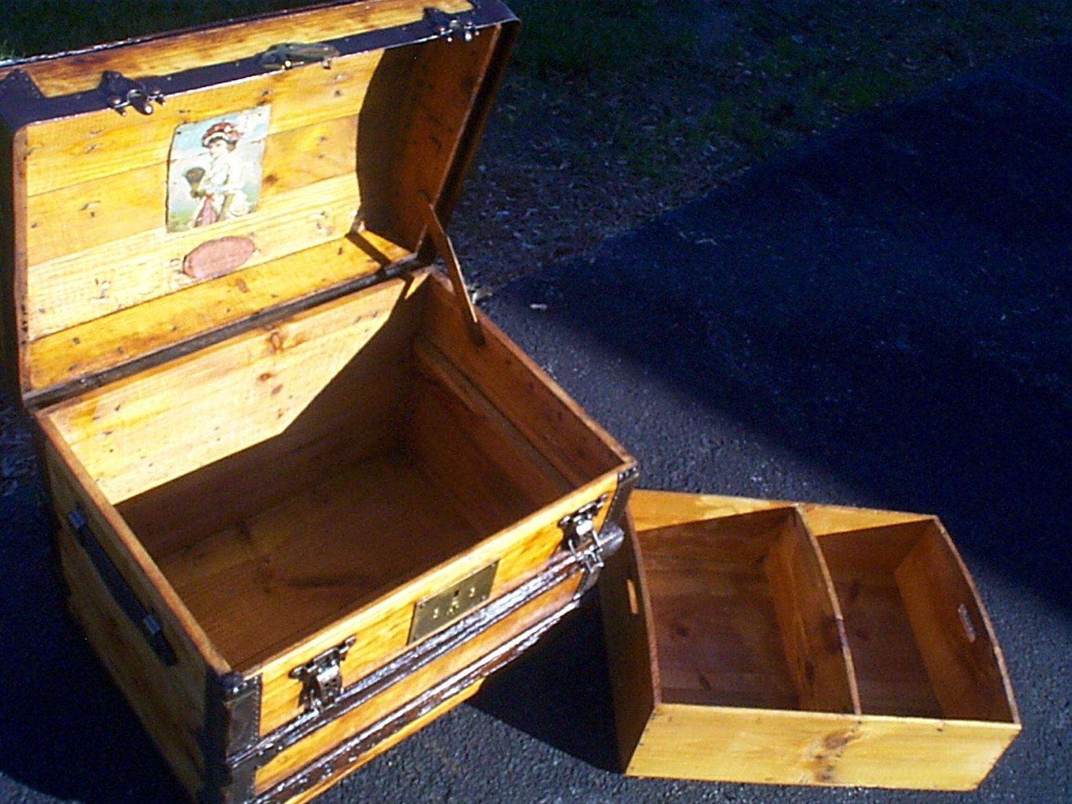restored wood antique trunk for sale 915