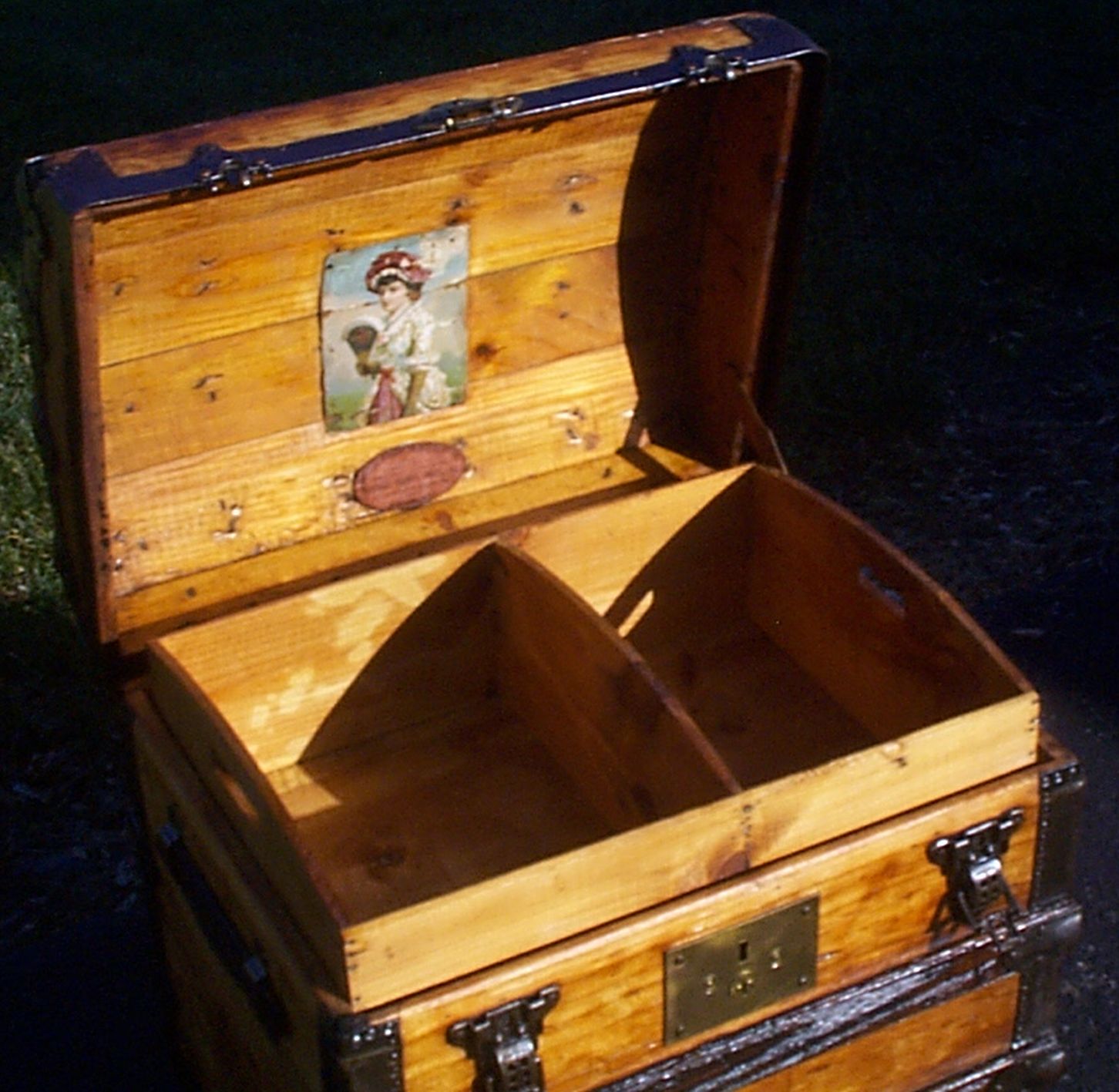 restored wood antique trunk for sale 915