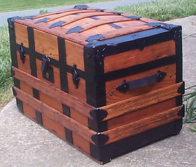 restored victorian all wood humpback dome top antique trunks for sale 739