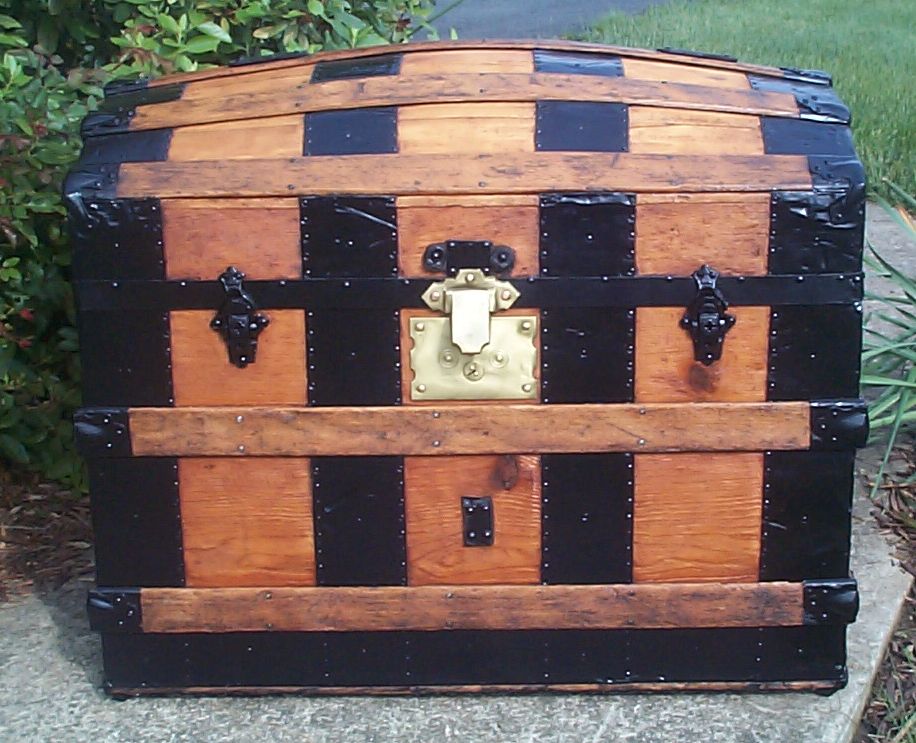 restored all wood dome antique trunks for sale 743