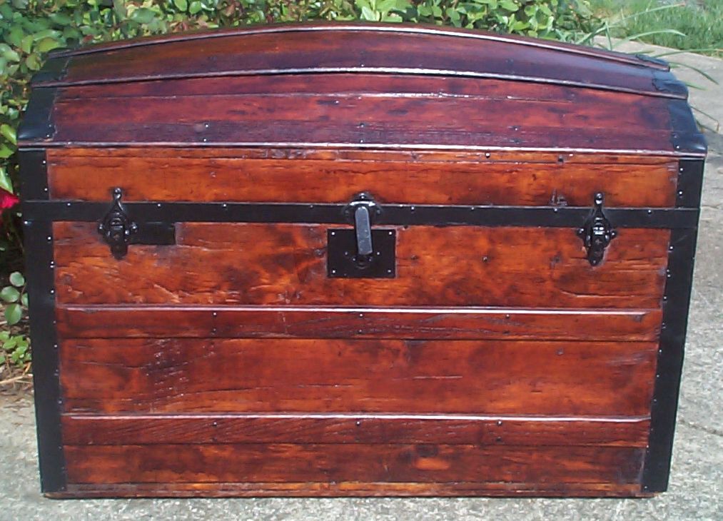 restored all wood dome top antique trunks for sale 746
