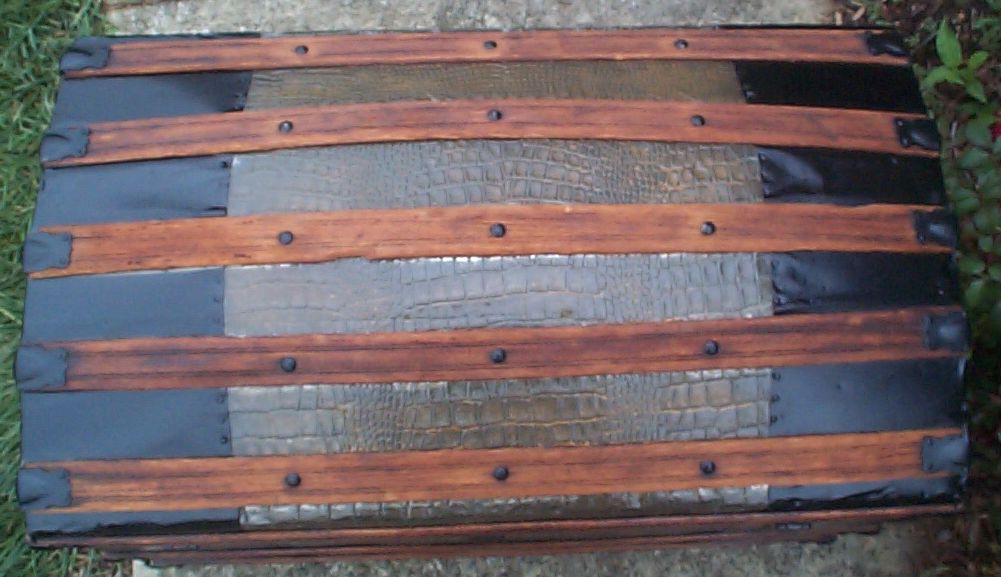 restored victorian all wood and metal humpback dome top antique trunks for sale 760