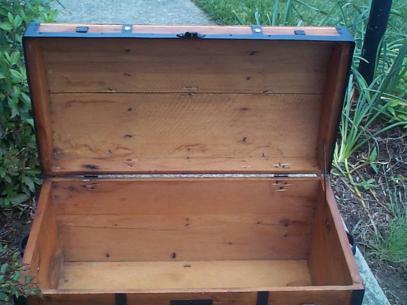 restored victorian all wood humpback dome top civil war era antique trunks for sale 762