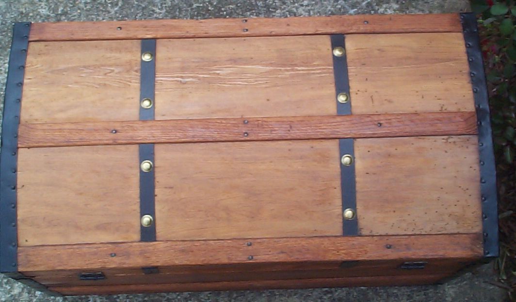 restored victorian all wood humpback dome top civil war era antique trunks for sale 762