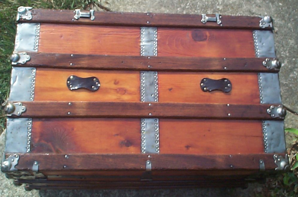 restored flat top antique trunk for sale 790