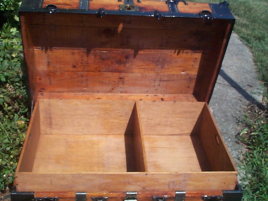 restored wood flat top antique trunk for sale 792