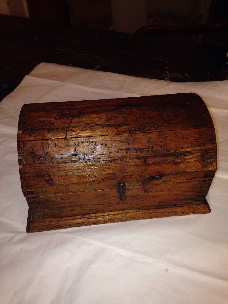 restored all wood dome top antique trunk for sale 794