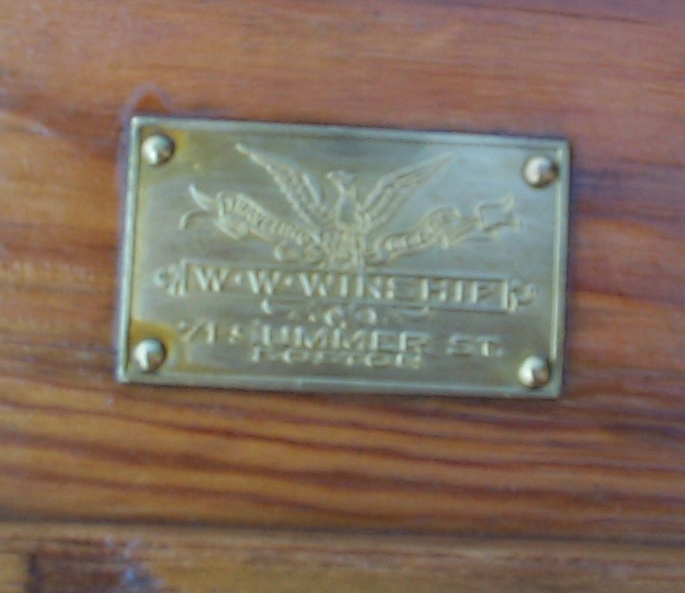 restored all wood low profile flat top antique steamer trunk for sale 813