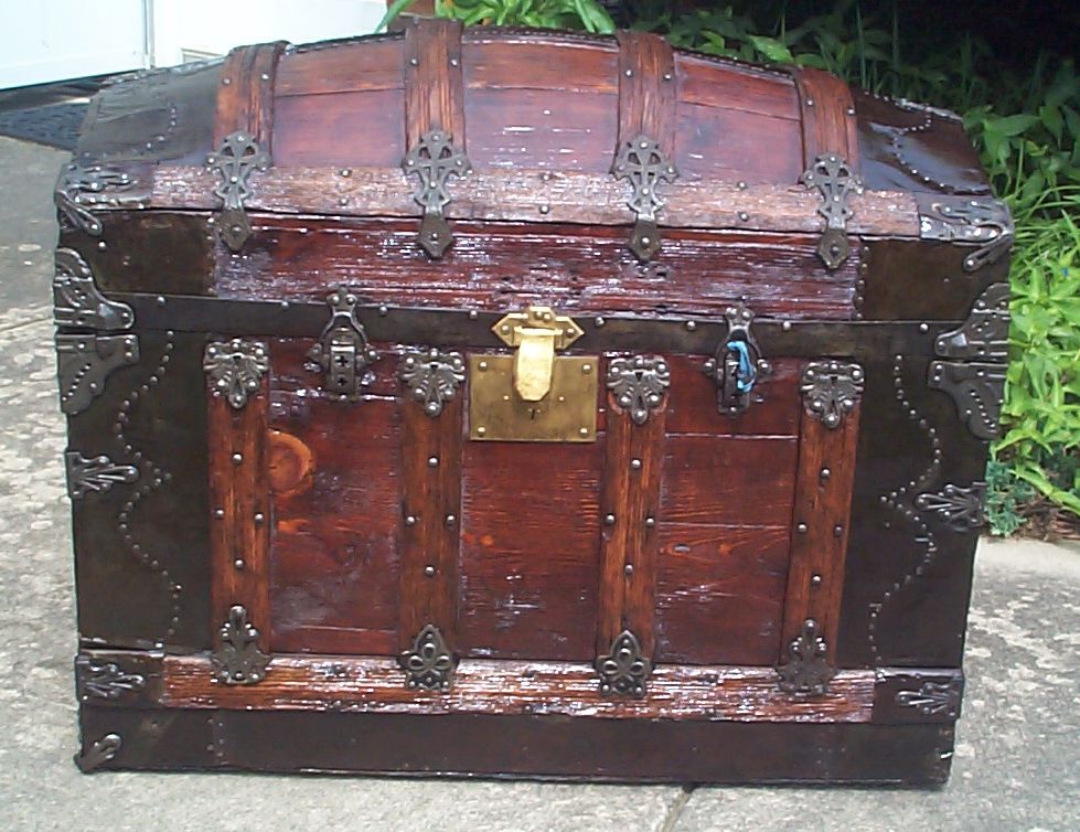 restored all wood top antique trunk for sale 800