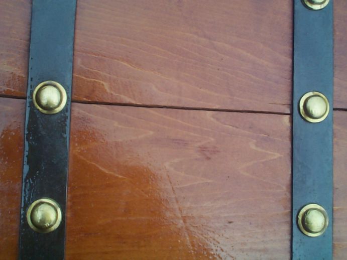 restored wood flat top jenny lind antique trunk 840