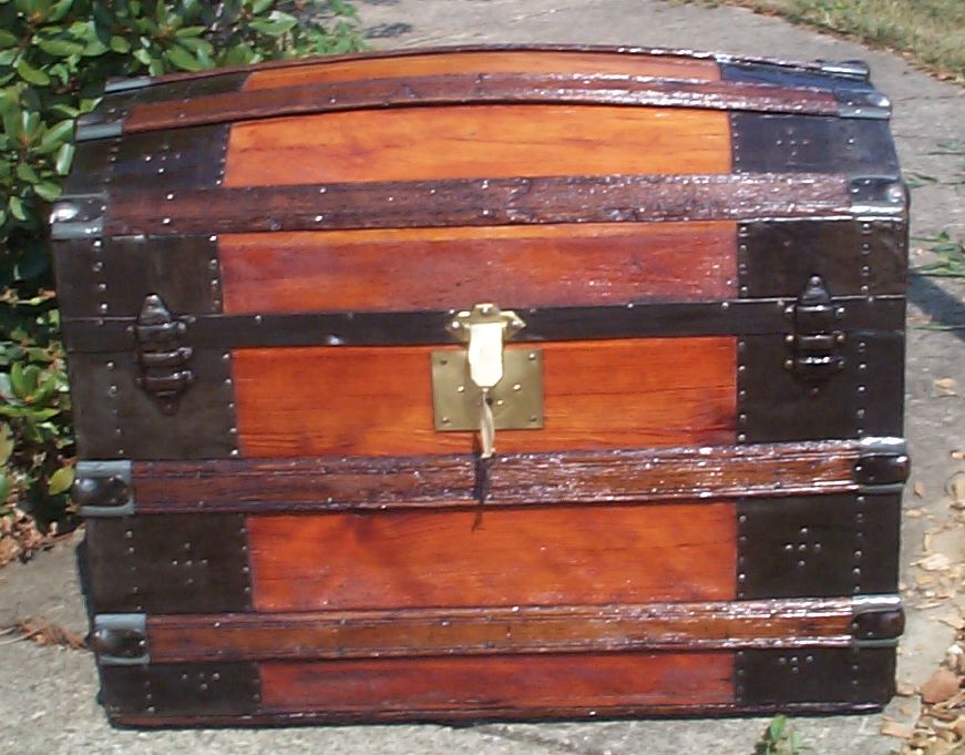 restored all wood dome top antique trunk for sale 850