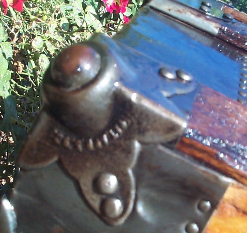 restored wood roll top antique trunk 852