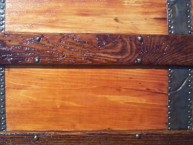 restored wood roll top antique trunk 852